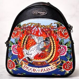 Ed Hardy Black and Vibrant Multicolor Backpack